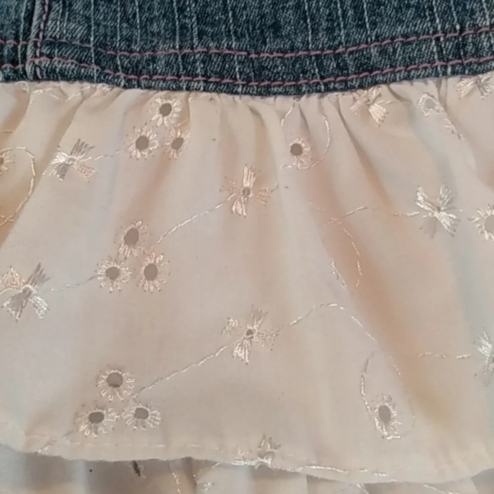 🦋HP! Vintage | Girls Denim & Eyelet Ruffle Tier Skirt Size 6